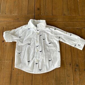 Janie and jack whale print roll cuff button down shirt